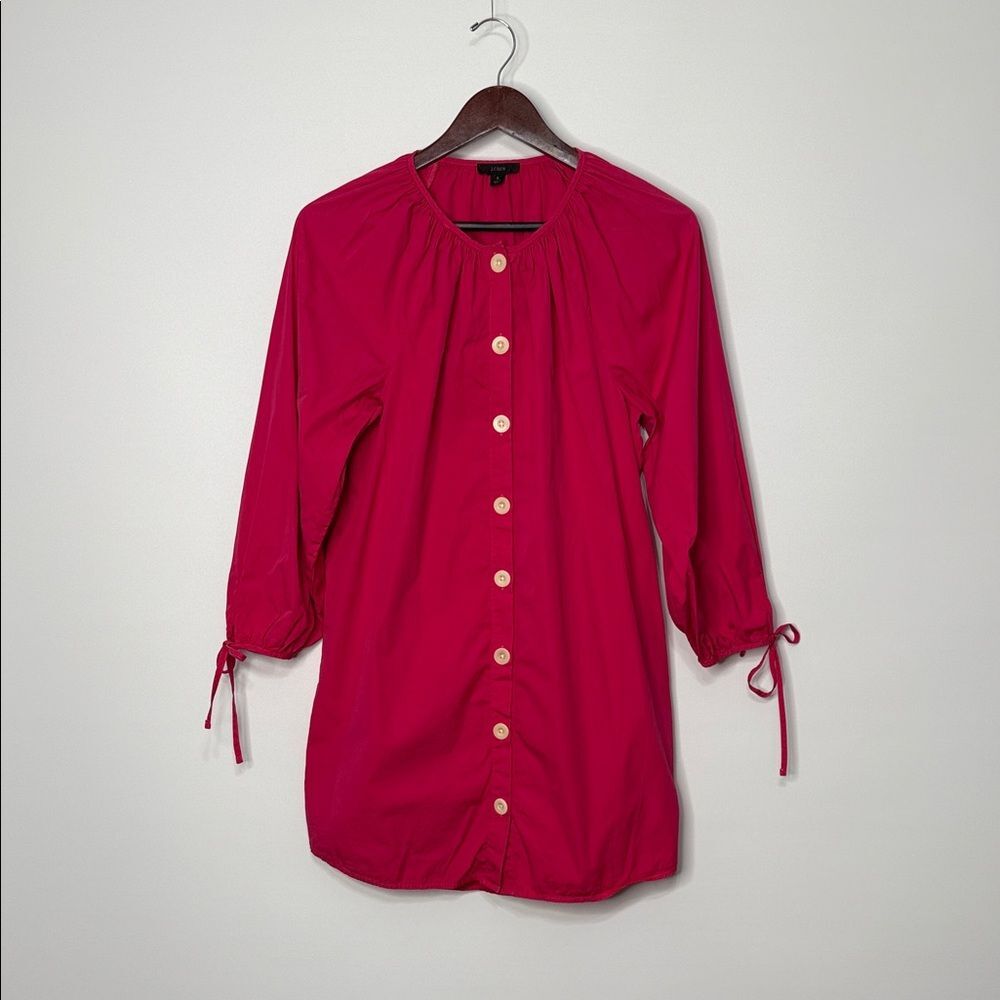 J. Crew Tie-sleeve button-front dress in cotton poplin Size Small